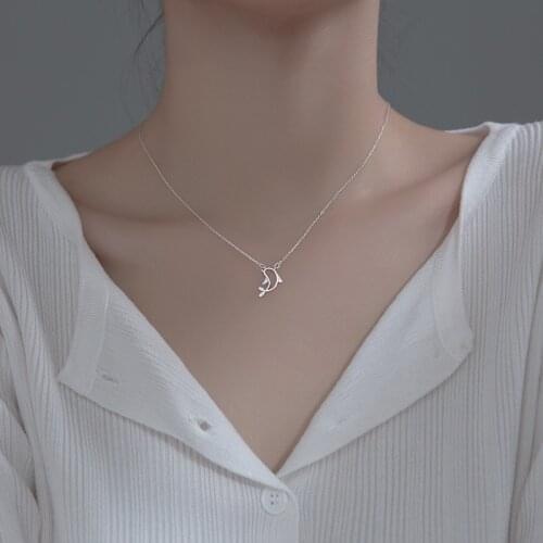 Enosola Brand Whale Dolphin Pendant Necklace Long Chain Statement 925 Sterling Silver Jewelry for Women Girls Party Gifts