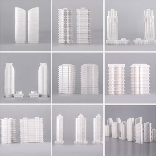 1:300/1000 Scale Building Model Sand Table Mini White Building Model Modern House Apartment Office Model Toy