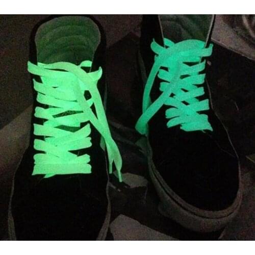 1article Sport Luminous Athletic Sport Shoelace Glow In The Dark Night Color Fluorescent Shoelace Flat Shoe Laces