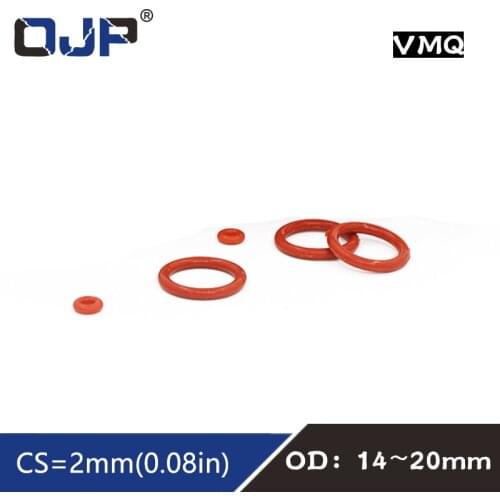 10PCS/lot Red Silicon Ring Silicone O ring OD14/15/16/17/18/19/20*2mm Thickness Rubber O-Ring Seal Gaskets Oil ORing Fuel Washer