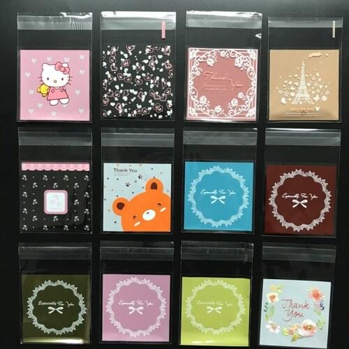 100pcs/lot Transparent Plastic Baking Candy Cookie Gift Bag Self-Adhesive Bags For Wedding Birthday Party Packaging Bag 7X7cm