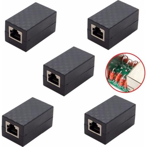 5pcs/lot Lightning Protection RJ45 UTP STP CAT6 CAT5e Female to Female Network Lan Adapter Extender