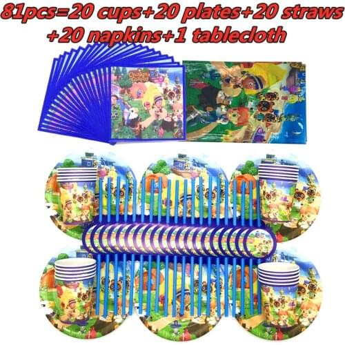 81pcs Animal Crossing New Horizons Game Birthday Party Decorations kids Disposable Tableware Birthday Party Decorations Supplies