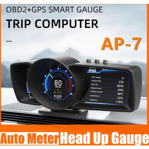 AP-7 HUD Head-up Display Multi-function OBD2+GPS System GPS Smart Gauge With 3 Screen Dual System Driving Computer