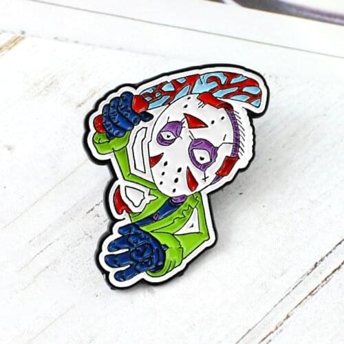 Black Friday Horror Movie Cartoon Character Jason Voorhees Brooch Classic Funny Assassin Enamel Pins Halloween Backpack Badge