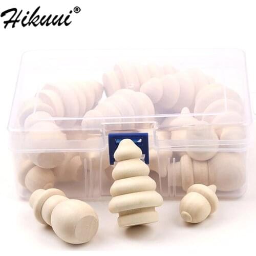 26 Pcs / Set DIY Wooden Acorn Maple Wood Unpainted Family Wooden Doll Pine Cone Snowman Acorn Christmas Tree DIY Set Box