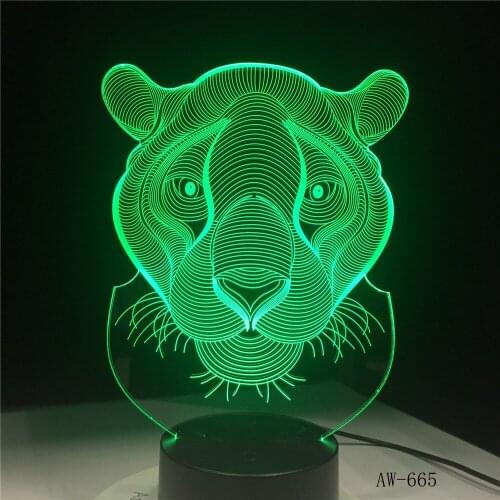 Childrens Lamp 3D Lion Night Light Colors 3D luminaria Creative LED lustre Acrylic Kids Children Gifts Indoor Office Lig AW-665