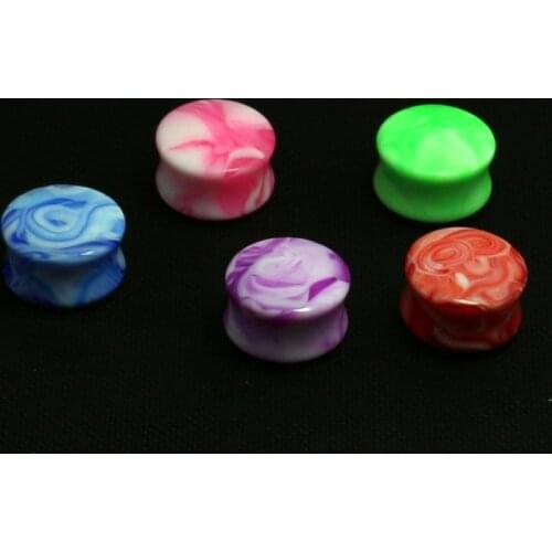 JEWEL 10mm-20mm mix double color acrylic saddle ear plug body piercing jewelry mix lots ear stretchers gauges expanders