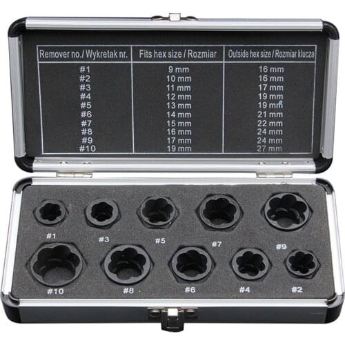 10pcs High-grade Broken Nut Bolt Extractor Socket Hex Nut Removal Tool Nut Breaks Bolt Extractor