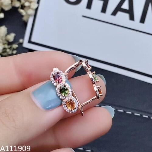 KJJEAXCMY boutique jewelry 925 sterling silver inlaid Natural Tourmaline Womens earrings support detection beautiful