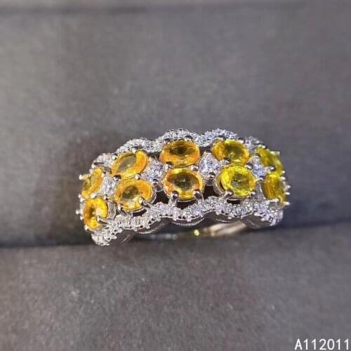 KJJEAXCMY fine jewelry 925 sterling silver inlaid natural yellow sapphire new Female ring luxury Support test hot selling