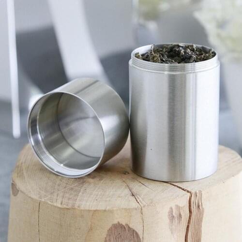 304 Stainless Steel Tea Storage Tank Portable Kitchen Storage Box Containers Small Seal Box Tea Caddy