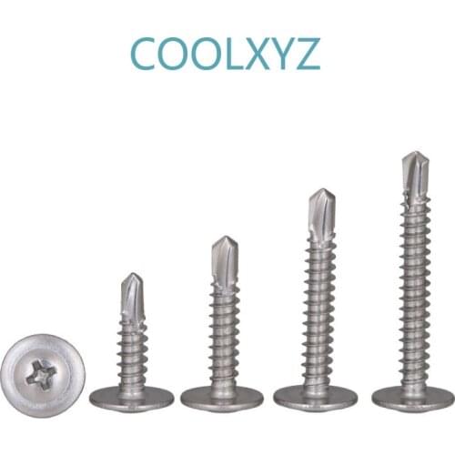 Cross Large Pan head Drill tail Self Tapping Screw 304 Stainless Steel Phillips Truss Self Drilling screws m4.2M4.8 10pcs