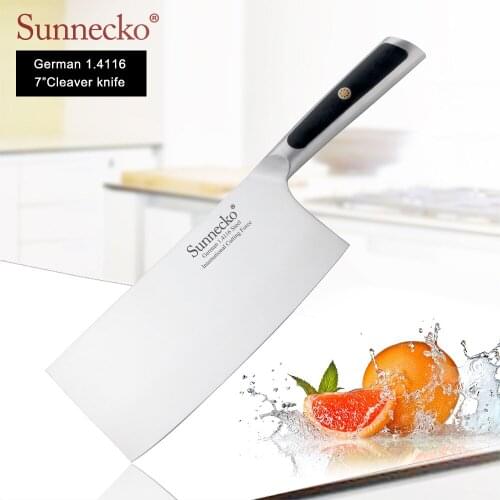 Sunnecko Premium 7" Cleaver knife German 1.4116 Steel Blade Kitchen Knives G10 Handle Razor Sharp Meat Vegetable Cutter knife