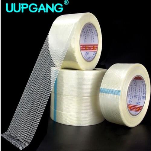 25m/50m Strong Glass Fiber Tape Transparent Striped Single Side No Trace Adhesive Tape Industrial Strapping Packaging Fixed Seal