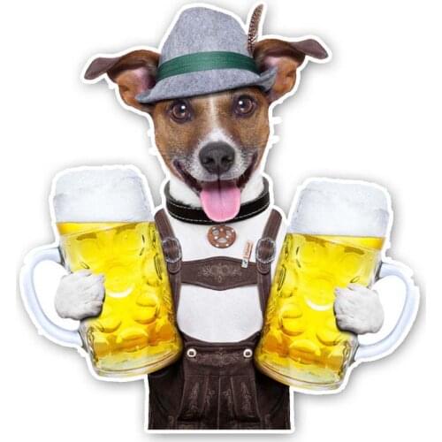 Hot Reflective Vinyl Cover Scratch Cartoon Beer and Puppies Color Car-Sticker Decals Bumper Window Bodywork Car KK16*15cm