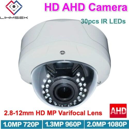 Lihmsek Top Quality 2.0 MP HD AHD Camera 1080P 2.8-12 mm Varifocal lens High-end Pearl White CCTV Vandalproof IR Dome Camera
