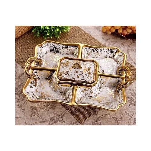 Fashion ceramic fruit plate candy tray dried fruit plate vintage fashion fruit bowl food container dinner set SG055