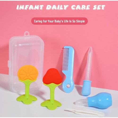 6/7/8PCS Care Set For Newborns Silicone Nasal Aspirator Appease Pacifier Teether Medicine Feeder Hygiene Kit Baby Essentials