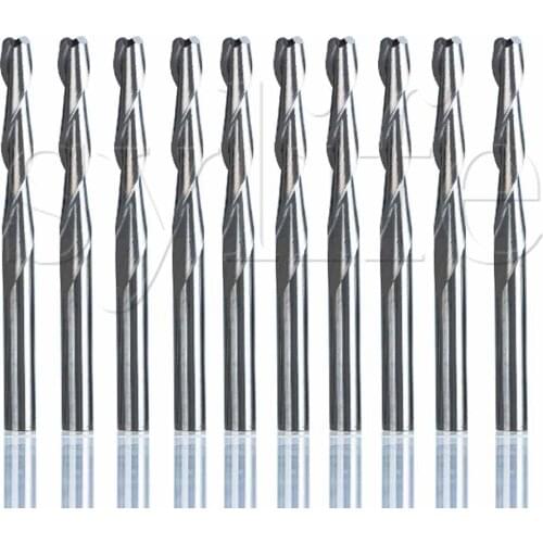 10Pcs Double Flute Spiral CNC Router Bits 1/8" 17mm Engraving Cutting Tool