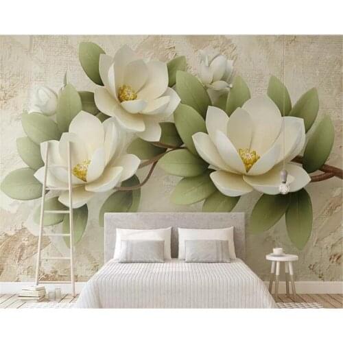 Beibehang wallpaper for bedroom walls 3D living room wallpaper simple dreamy transparent floral wallpaper TV background wall