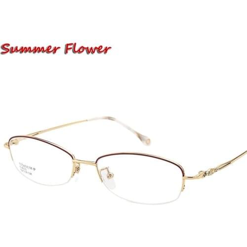 Chashma Brand Women Quality Eyeglasses Half Frame Semi Rimmed Eyewear Myopia and Reading Glasses Frames Quality Titanium Glasses