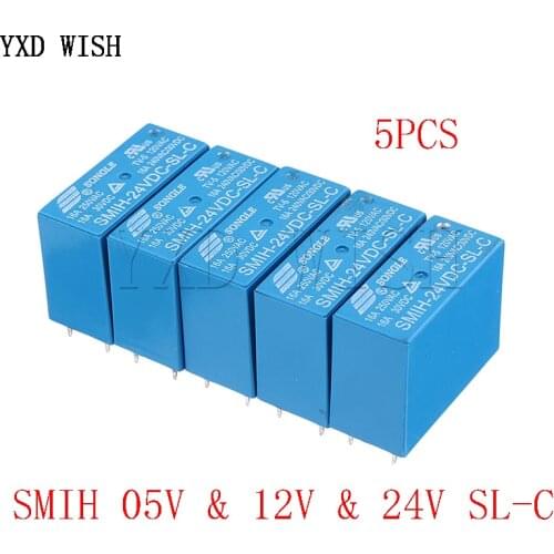 5PCS SMIH-05VDC-SL-C SMIH-12VDC-SL-C SMIH-24VDC-SL-C 05 12 24 V Relays 250V 16A 8PIN SMIH-05V 12V 24VDC-SL-A 6Pin Original Relay