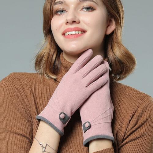 Winter Women Gloves Fashion Warm Soft Touch Screen Gloves Elegant Solid Color Full Finger Mittens Pink Outdoor Driving