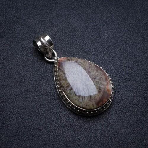 Natural Fossil Coral Handmade Unique 925 Sterling Silver Pendant 1.5" X1490