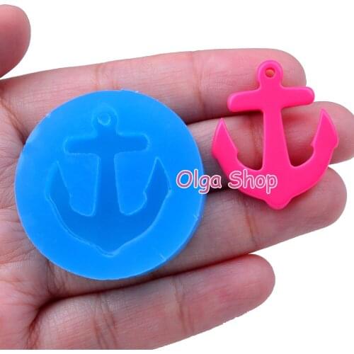 PYL541 26.8mm x 31.8mm Boat Anchor Silicone Mold Fondant Cake Decoration Candy Resin Clay Earrings Necklace Craft Soap Candle