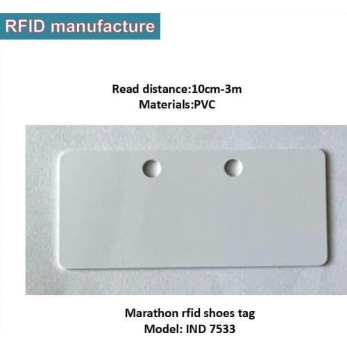 Rfid sports timing race reusable PVC uhf rfid shoes tags two hole with printed iso18000-6c epc gen2 rfid read range 10cm-3m