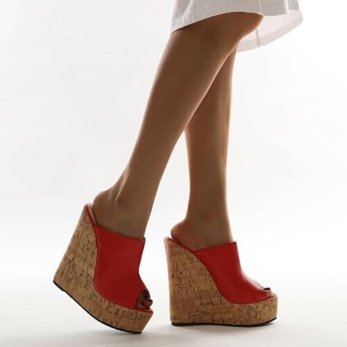 Simple Comfortable High Heel Sandals Wedges Heel Pumps Shoes Size 35-42