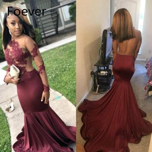 Sexy Sheer Long Sleeve Prom Dresses 2019 African Black Girls Holidays Graduation Wear Evening Party Gowns Plus Size Custom Made