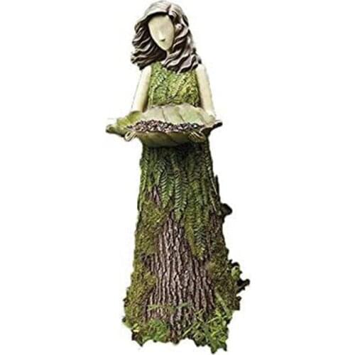 Bird Feeding Fairy Statue-Outdoor Bird Feeder, Garden Sculptures And Statues, Garden Decoration-ABUX