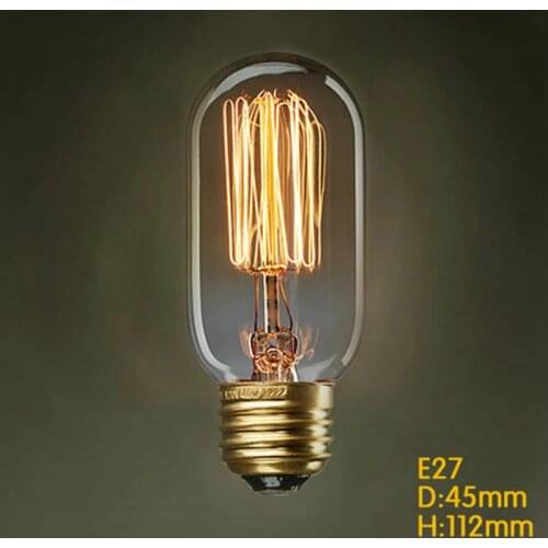 T45 40W Vintage Edison light Bulbs For Vintage Lamp,DIY Handmade Fixtures,Fashional Incandescent Edison Bulb Fixture,E27/220V