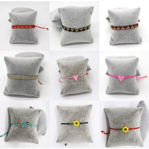 BLUESTAR Bohemian Glass Beads Chain Bracelet Miyuki Accessories Red Pink Heart flamingo Charms Bracelet For Women 2020 Jewelry