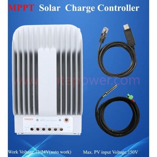 12v 24v solar charge controller 40a,mppt solar regulator 150v with usb and sensor cables