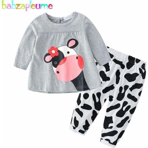 2Piece/Newborn Spring Clothes For Baby Girls Outfits Cartoon Cute Cotton Print Long Sleeve T-shirt+Pants Infant Clothing BC1016