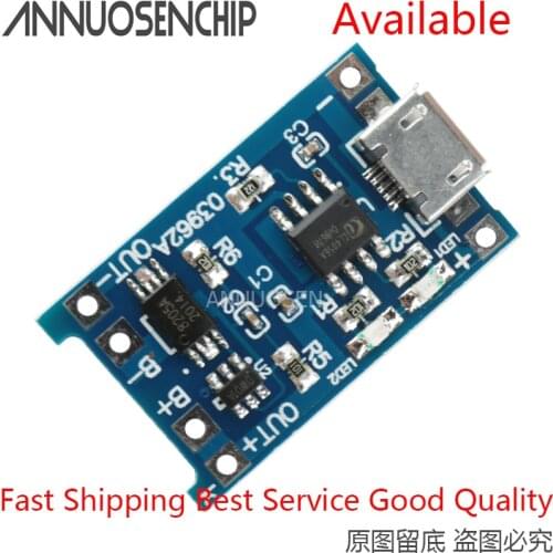 2Pcs Micro USB 5V 1A 18650 TP4056 Lithium Battery Charger Module Charging Board With Dual Functions