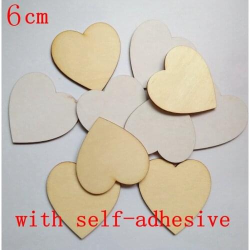 30pcs/set(with self-adhesive) 6cm Blank Unfinished Wooden Heart Crafts Supplies Laser Cut Rustic Wood Wedding Rings Ornaments