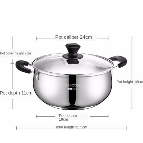 304 Stainless Steel Soup Pot Thickened Gas Stove Induction Cooker Universal Random Type