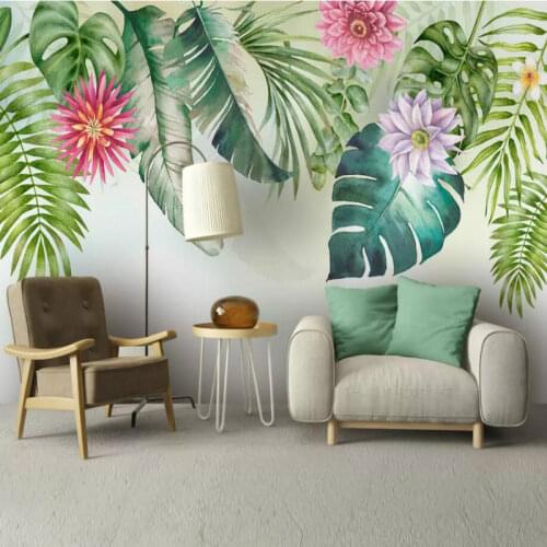 3d Wallpaper for Living Room Home Improvement Modern Wallpaper Background 3d Green leaf watercolor style wallpaper Mural