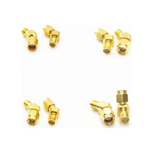 4pcs/set SMA / RP-SMA to SMA / RPSMA Male plug & Female jack Brass 45 Degree 135 Angle Antenna RF Coaxial Adapter