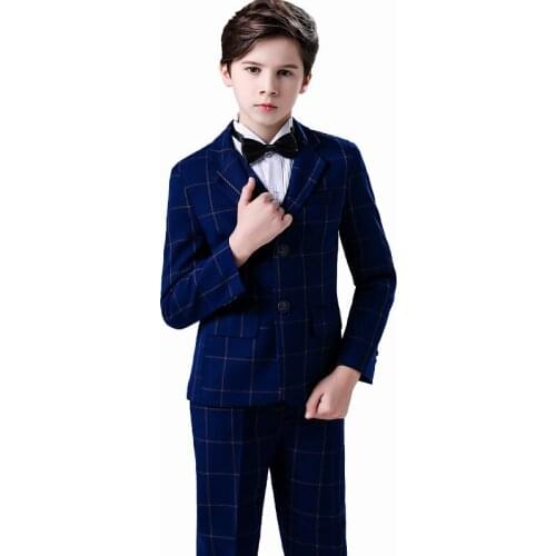 Flower Boy Wedding Suit Kids Jacket+Vest+Pants+Bowtie 4Pcs Tuxedo Clothing Set Gentleman Children Graduation Party Costume