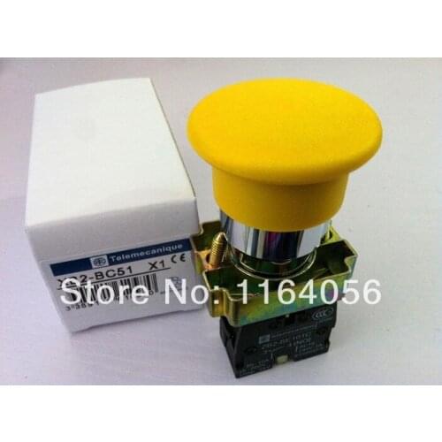 4pcs XB2 BC51 1 NO Momentary Mushroom Head Push Button Switch N/O Yellow