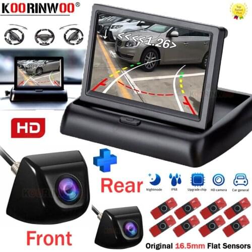 Koorinwoo Electromagnetic Dynamic Trunk Car Camera Front Parking Sensors 8/4 With Car LCD Monitor Rear view Camera Wide Angle 12