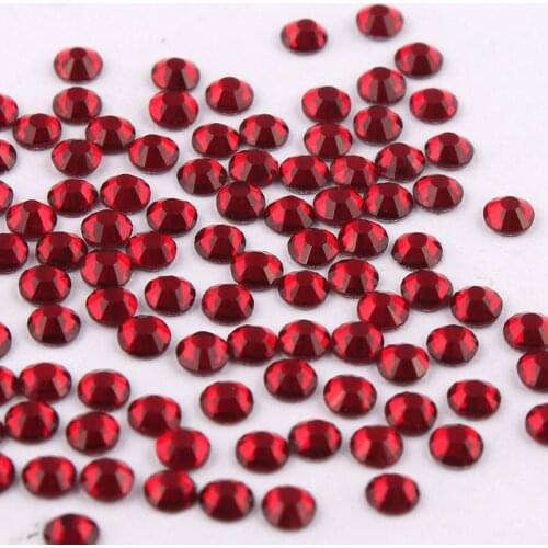 SS3-SS34 Siam/Deep Red Shiny 3D Nail Art Rhinestone Non Hotfix Flatback Glue On Rhinestones For DIY Nail Art