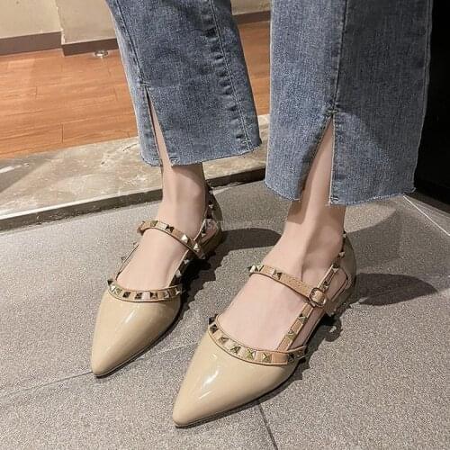 Sandals Shoes Woman Ladies High Heels Valentine Shoes Female Pointed Toe Pumps for Womens Shoe Rivet Femme Lolita Shoes