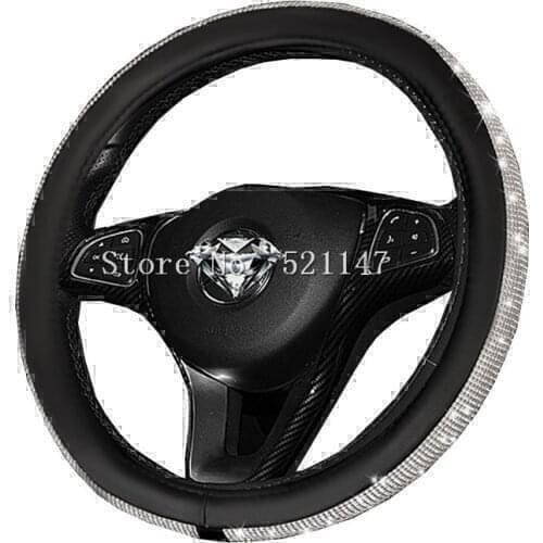 Accessories Women Girls Rhinestone Pu Leather Steering Wheel Cover For Mitsubishi L200 Triton Airtrek Grandis Lancer Rvo Eclipse