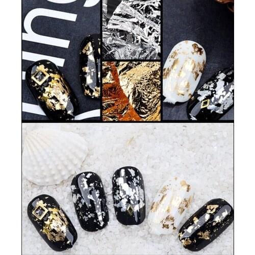 Gold Silver Tin Foil Nail Art Sticker 3D Glitter DIY Manicure Decoration Tools SANA889
